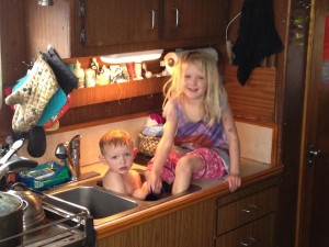 Bath time for boat kids.